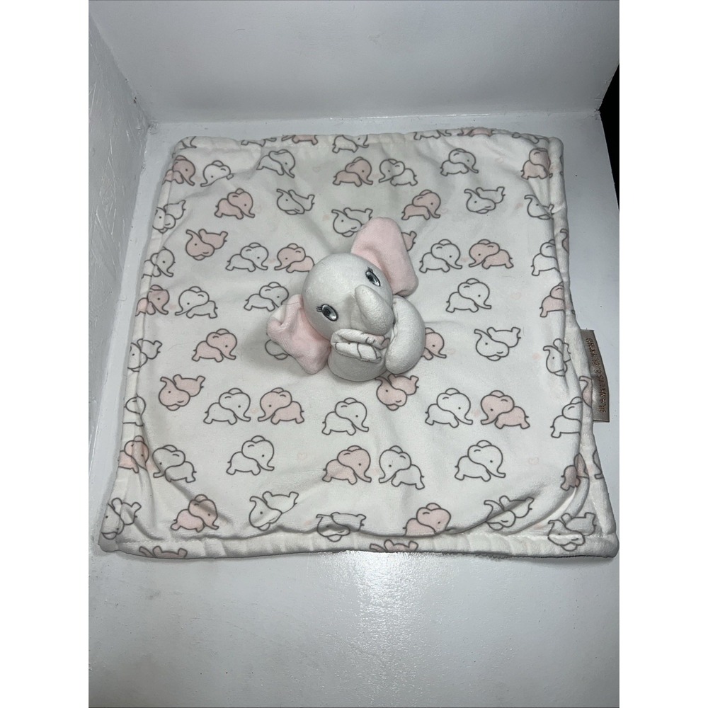 Blankets & Beyond Gray & White & Pink Elephant Lovey Security Blanket